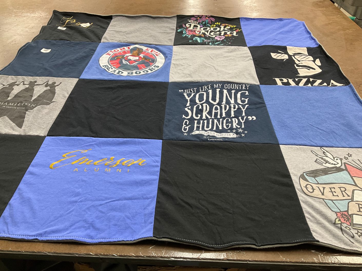 T-shirt quilt from emerson college by Keera from ID