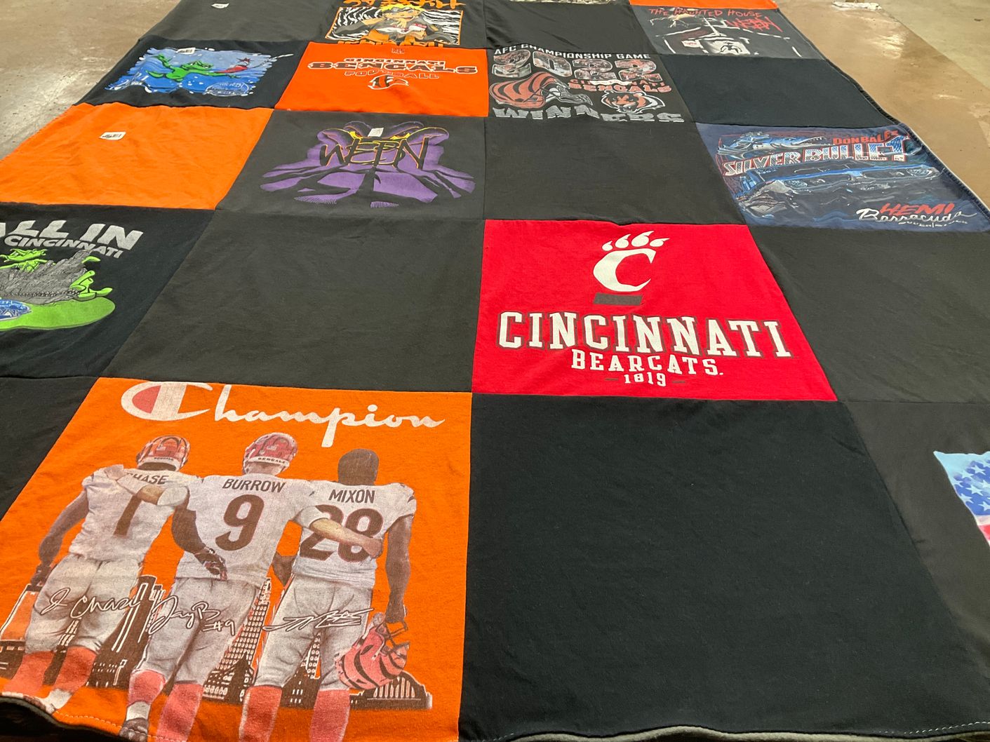 T-shirt quilt featuring cincinnati bearcats by Karen from KY