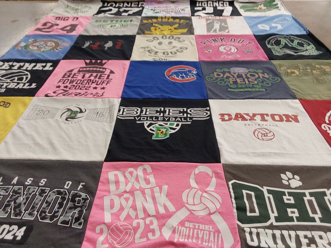 T-shirt quilt featuring bethel volleyball, dayton volleyball by Horner from OH
