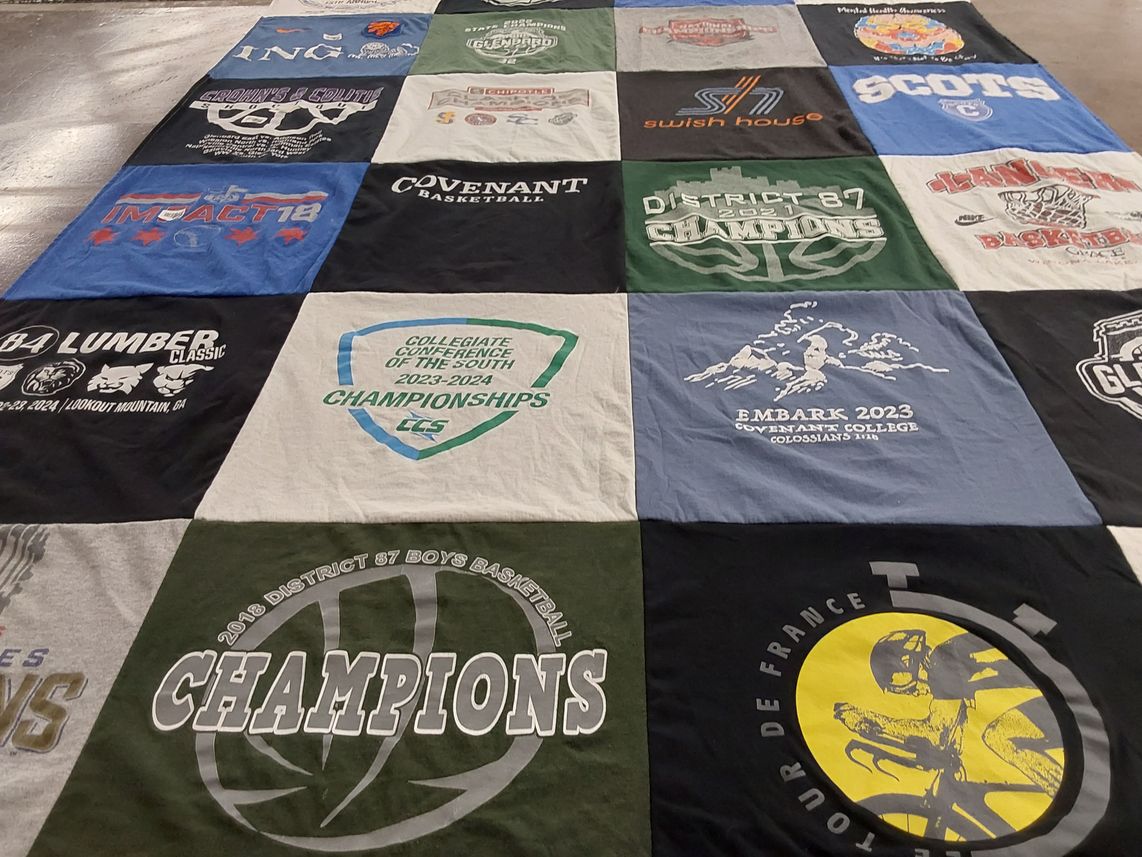 T-shirt quilt featuring district 87 boys basketball by Margreet from IL