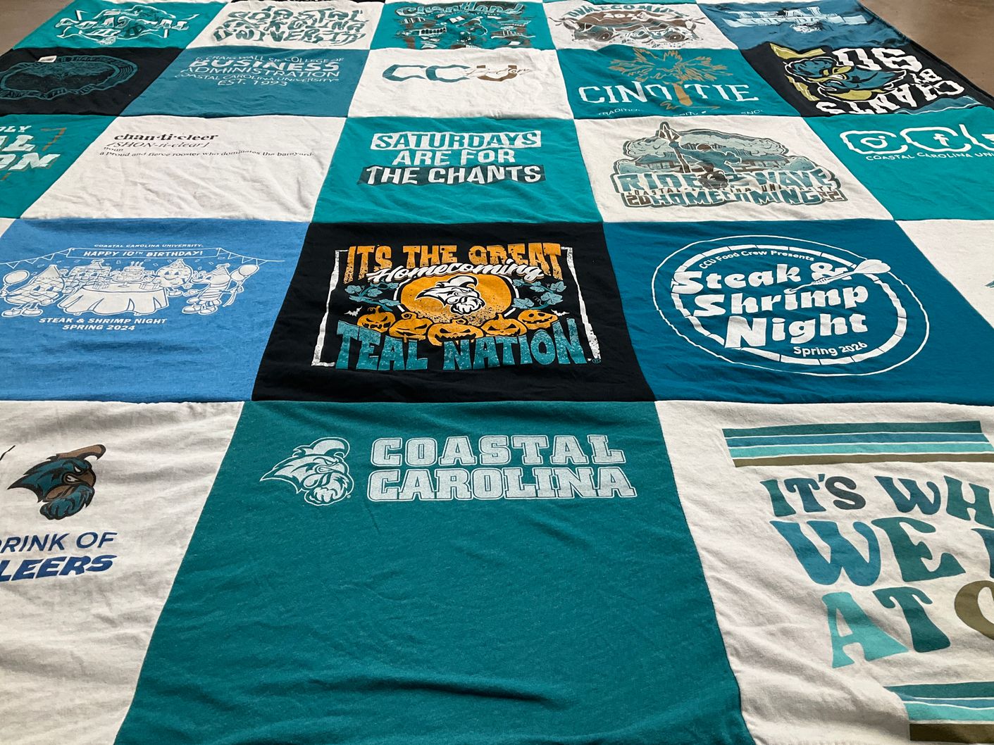 T-shirt quilt featuring coastal carolina university by Amy from NC