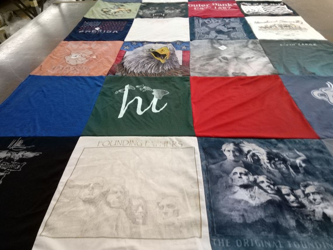 T-shirt quilt with patriotism, history themes by Lawanda from TX