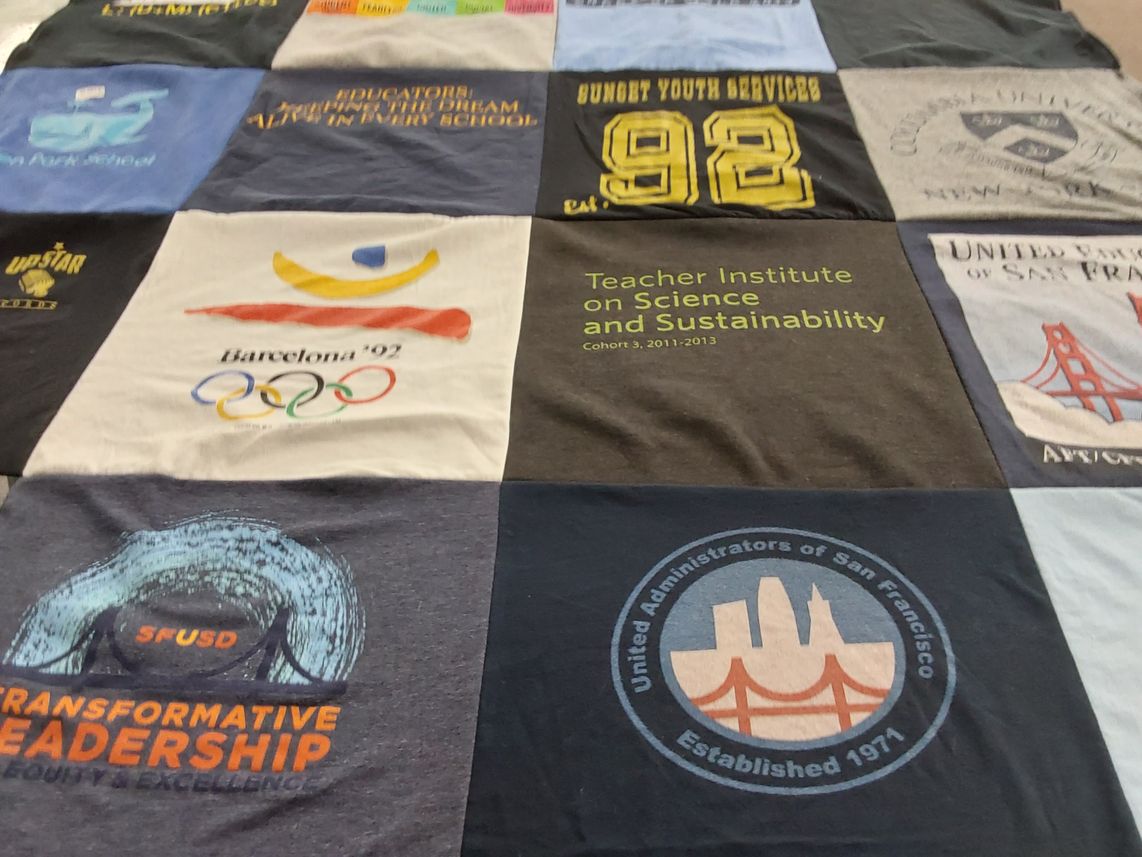 T-shirt quilt from san francisco unified school district by Lara from CA