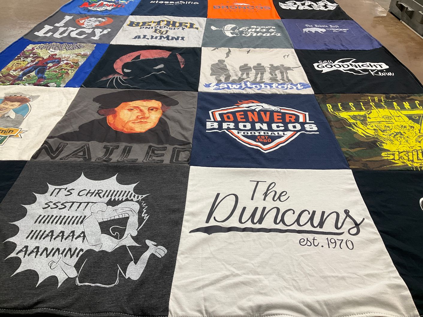 T-shirt quilt featuring denver broncos by Stephen from SD