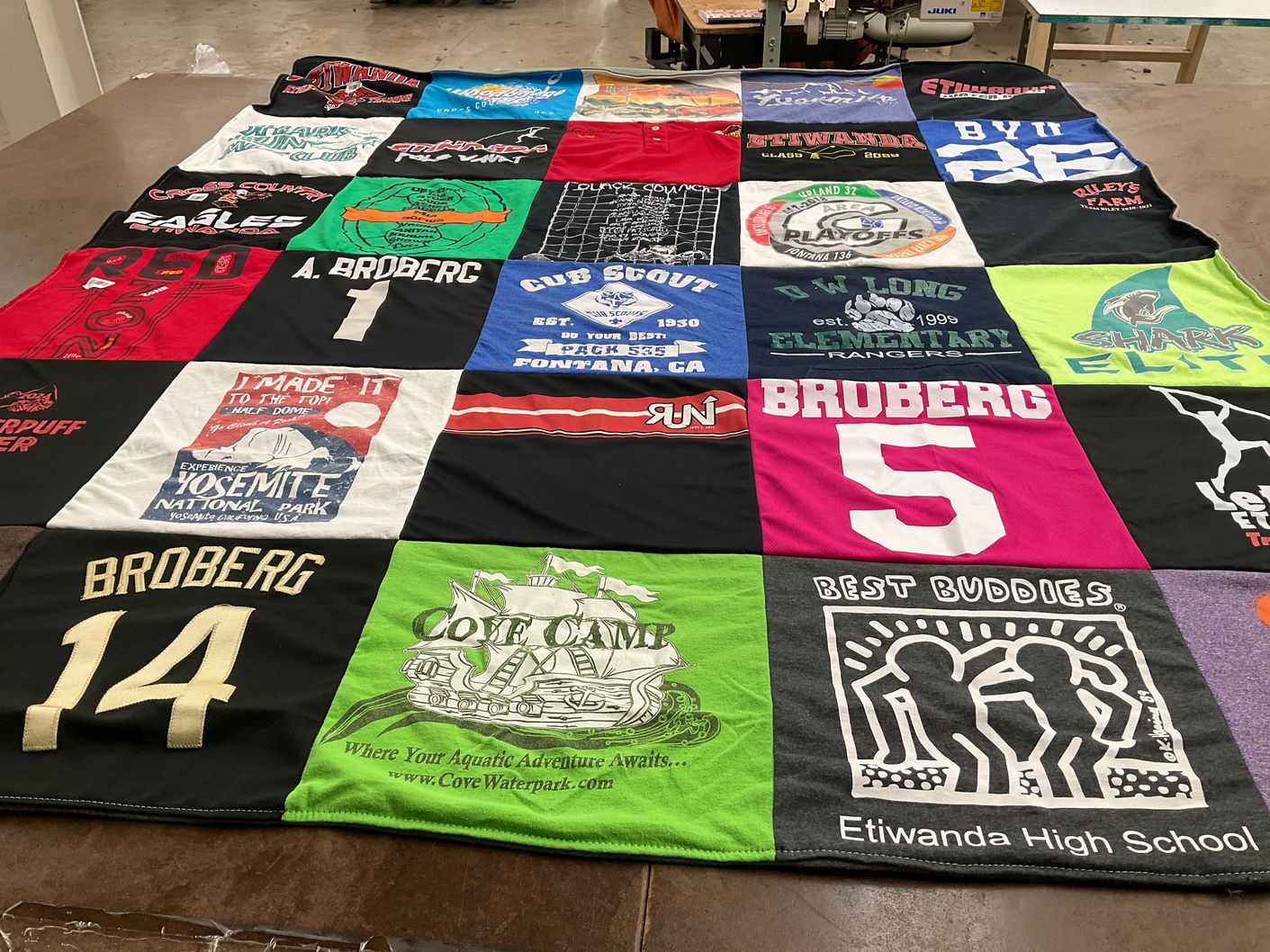 T-shirt quilt from etiwanda high school by Heidi from CA