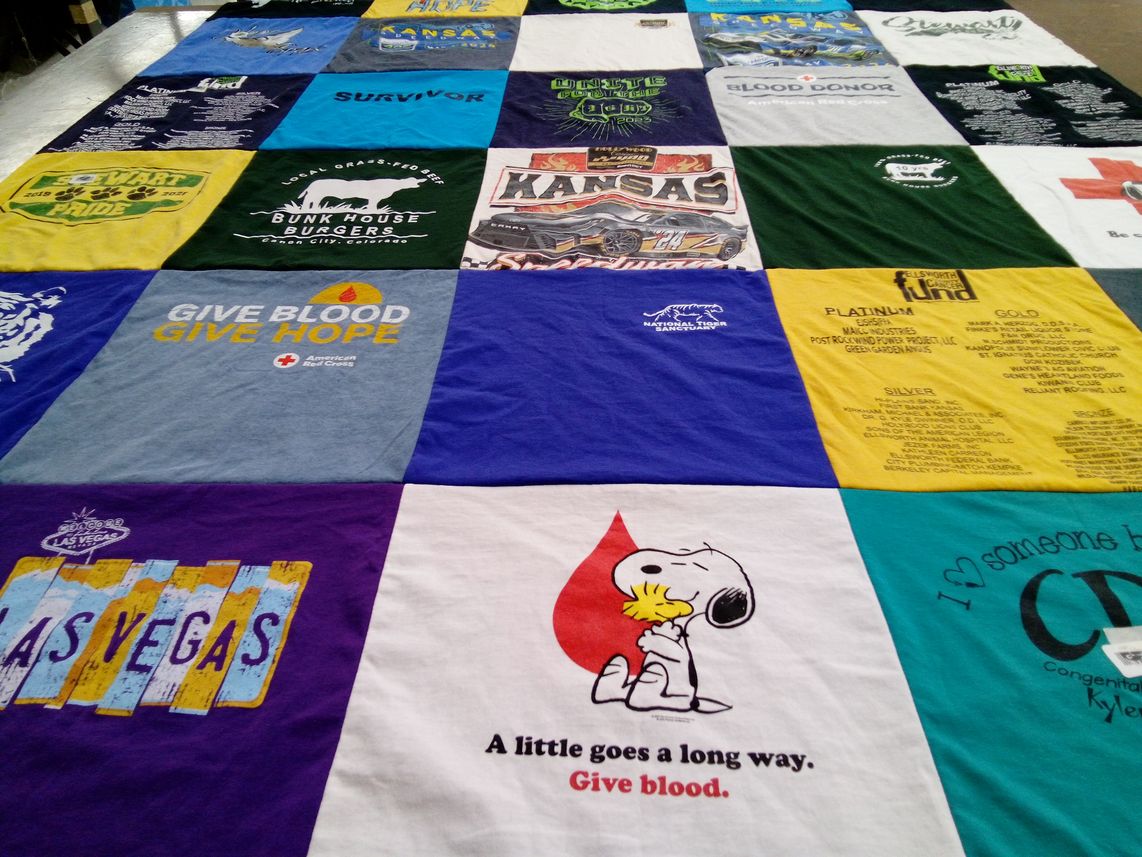 T-shirt quilt with community, health themes by Cynthia from KS