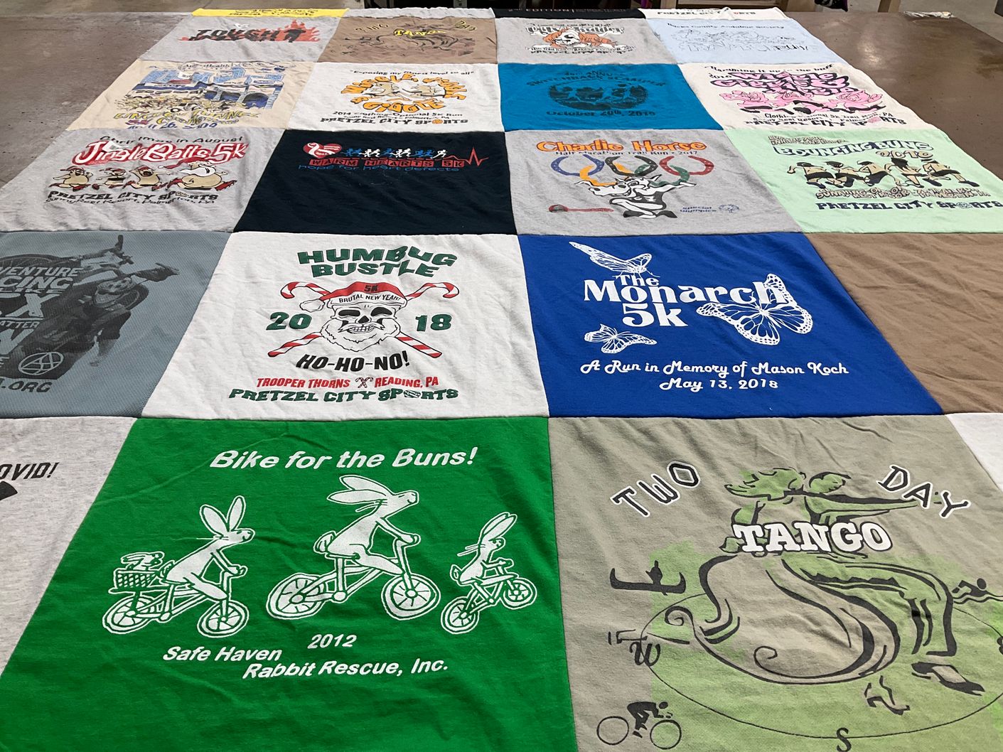 T-shirt quilt with running, biking themes by julian from PA