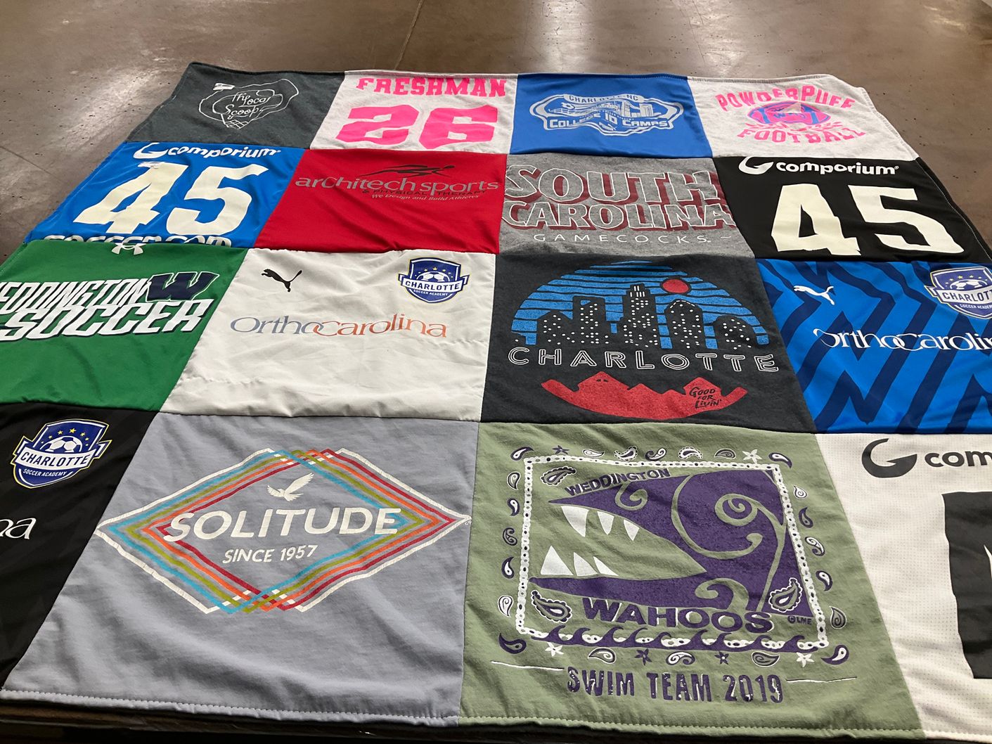 T-shirt quilt featuring weddington wahoos swim team by Brandi from NC