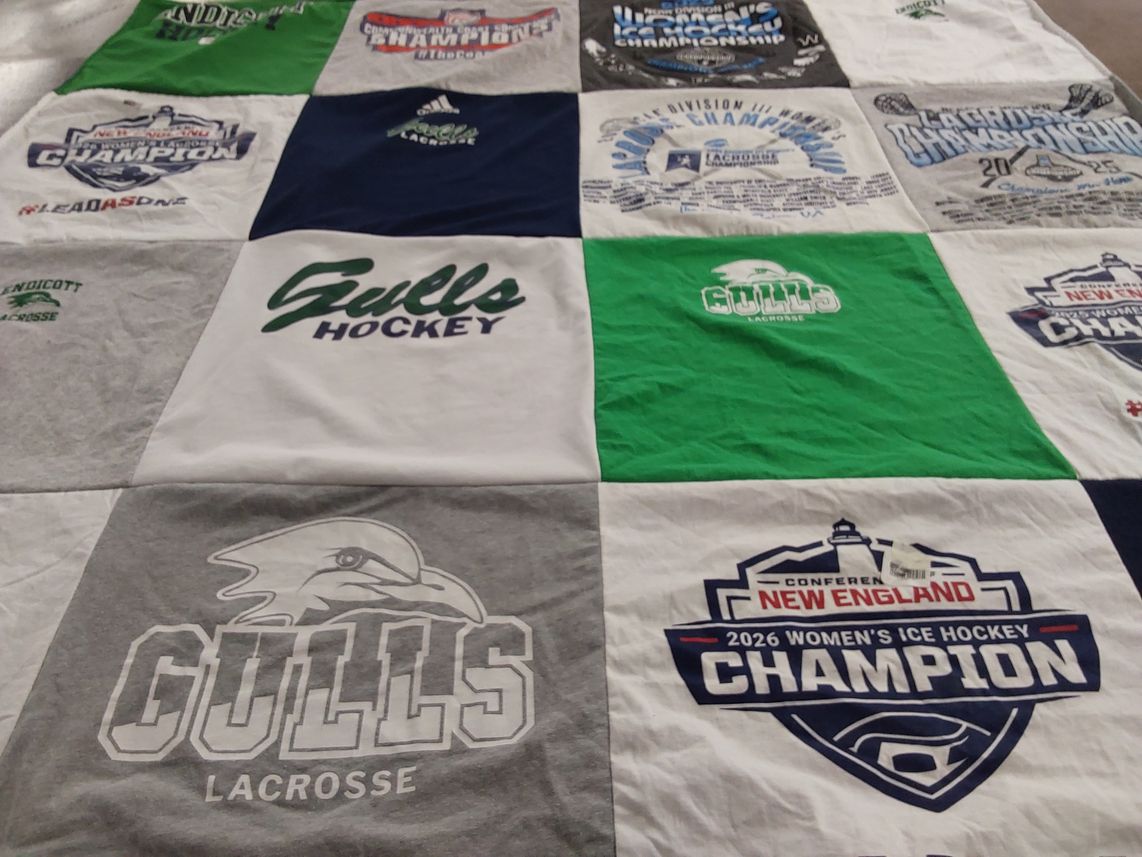 T-shirt quilt featuring gulls hockey, gulls lacrosse by Dorothy from ME