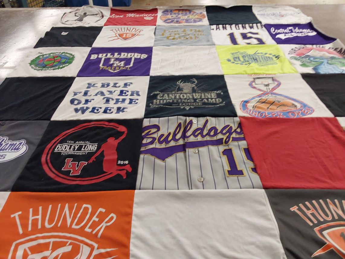 T-shirt quilt featuring thunder, bulldogs by Jessica from CA