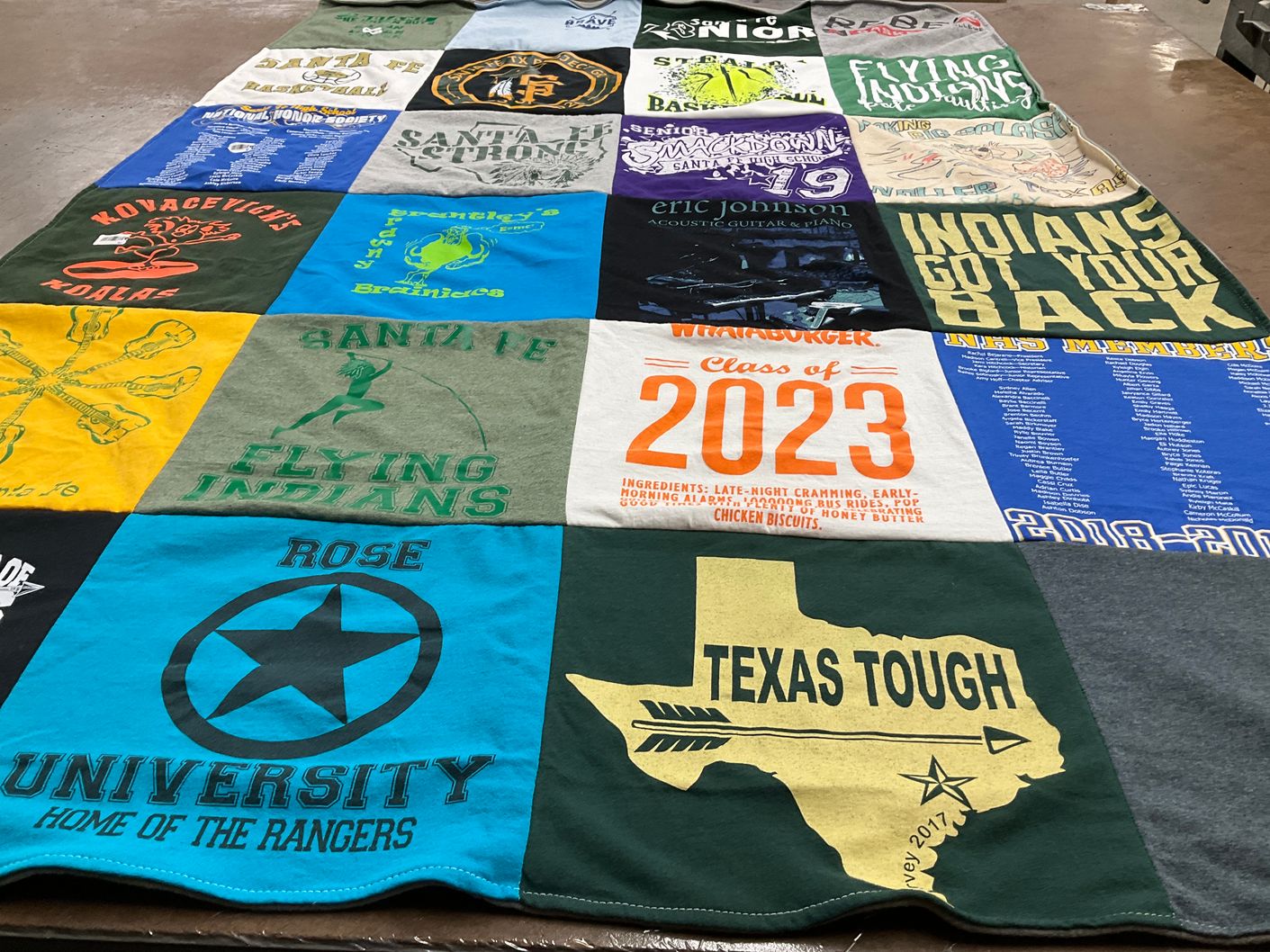 T-shirt quilt featuring santa fe flying indians by Bridget from TX