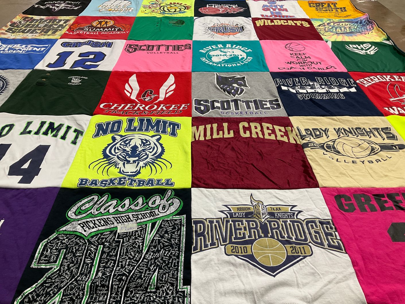 T-shirt quilt featuring lady knights volleyball team, scotties basketball team by Callie from GA