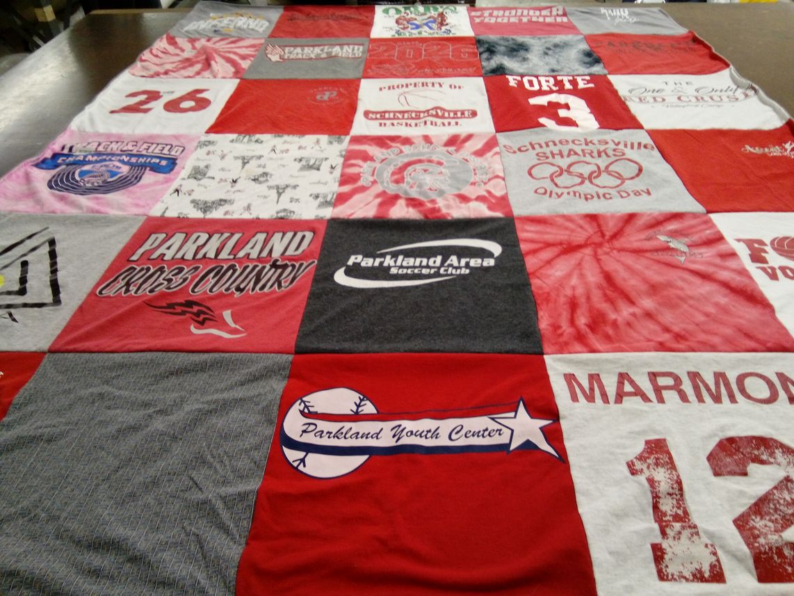T-shirt quilt featuring parkland cross country, parkland soccer by Amy from PA