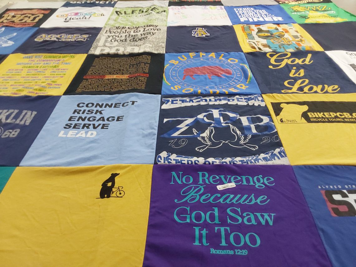 T-shirt quilt from north carolina agricultural and technical state university, franklin college by Kim from NC