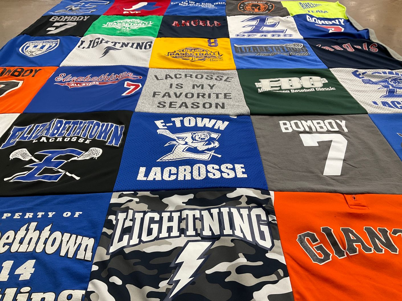 T-shirt quilt featuring elizabethtown lacrosse by Lori from PA