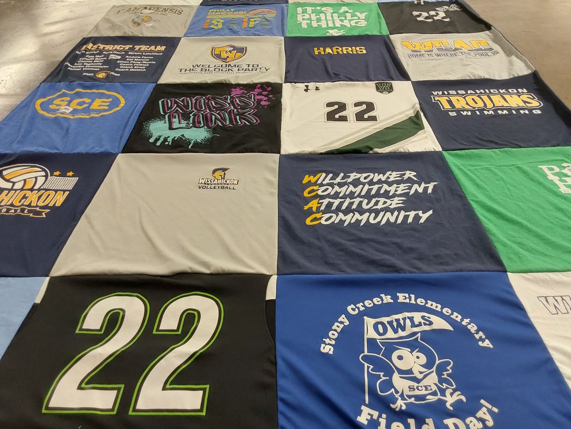 T-shirt quilt featuring wissahickon swimming, wissahickon volleyball by Elissa from PA
