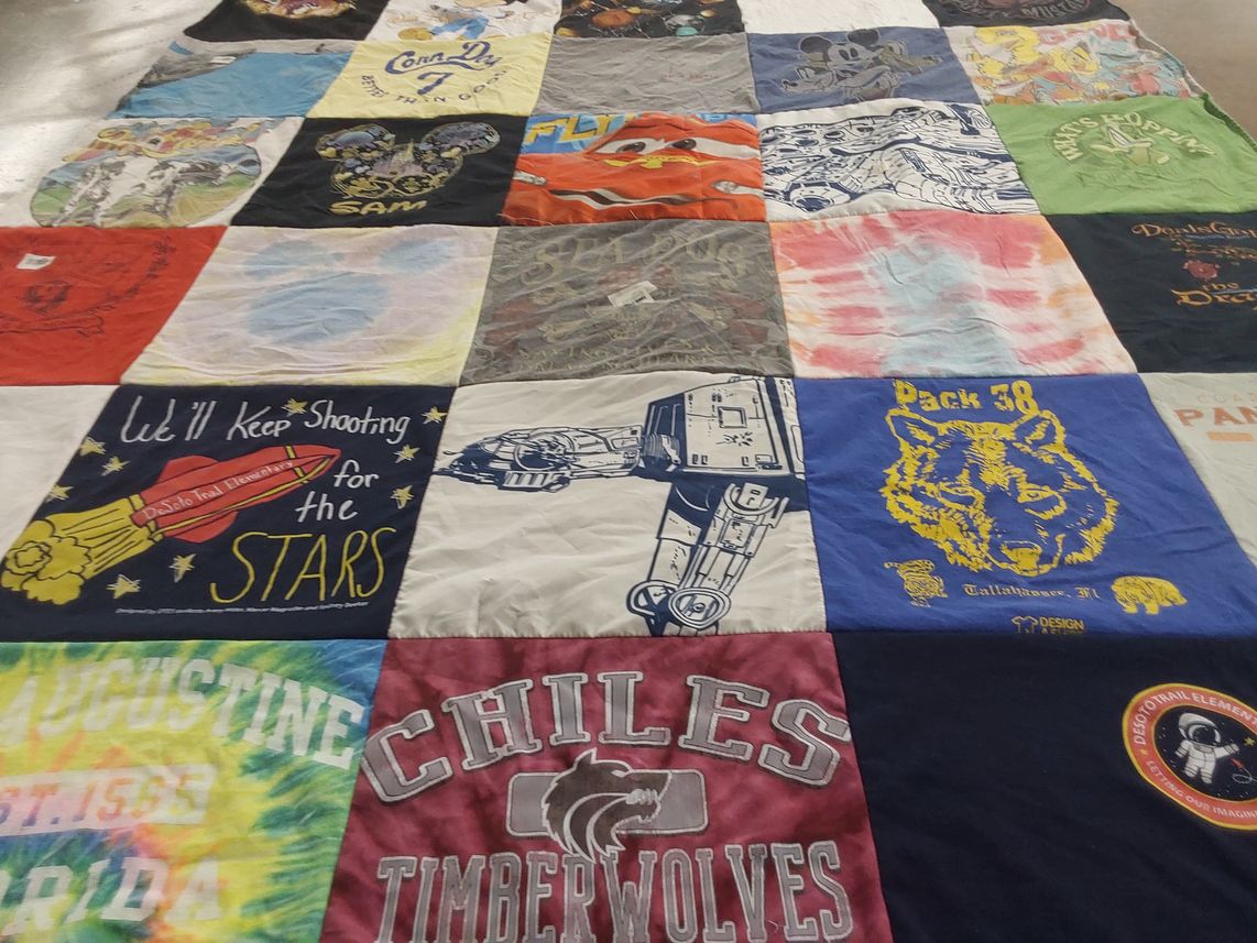 T-shirt quilt featuring chiles timberwolves by Jamie from FL