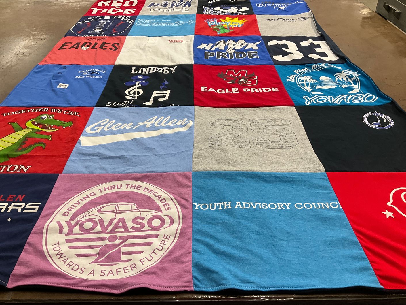T-shirt quilt from glen allen high school by Sloan from VA