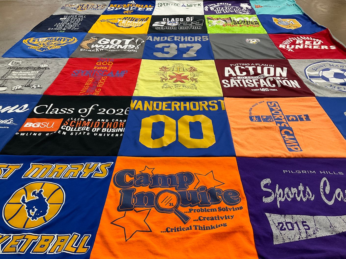 T-shirt quilt featuring st mary's basketball team by Sheila from OH