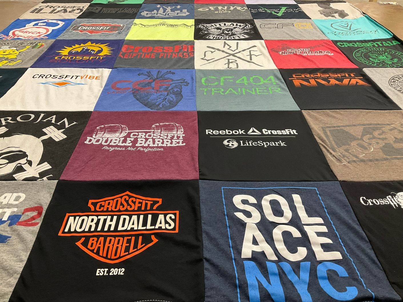 T-shirt quilt with fitness, crossfit themes by Akram from CA