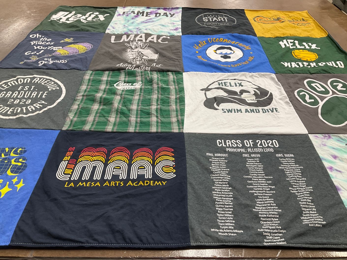 T-shirt quilt featuring helix water polo, helix swim and dive by Elizabeth from CA