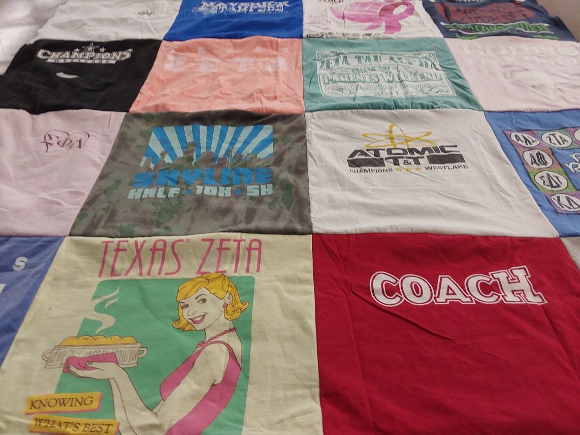 T-shirt quilt from university of texas by Mary Beth from TX