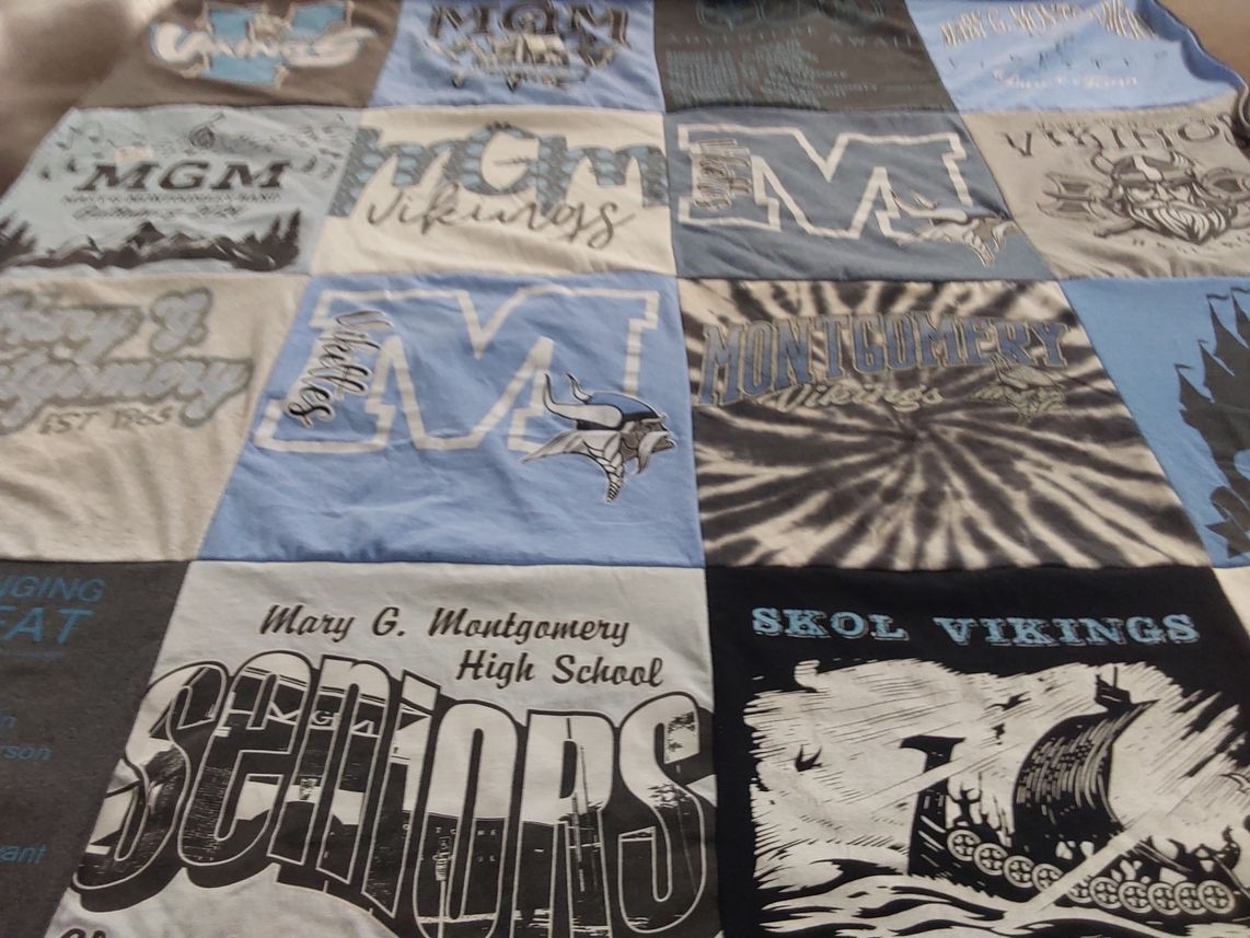T-shirt quilt featuring montgomery vikings by Mistie from AL