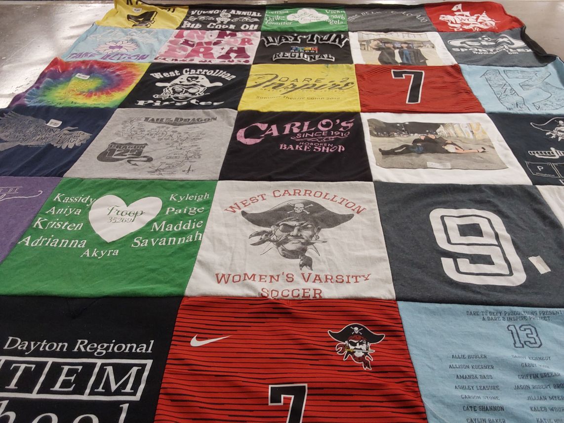 T-shirt quilt featuring west carrollton high school women's varsity soccer, west carrollton high school pirates by Vickie from OH