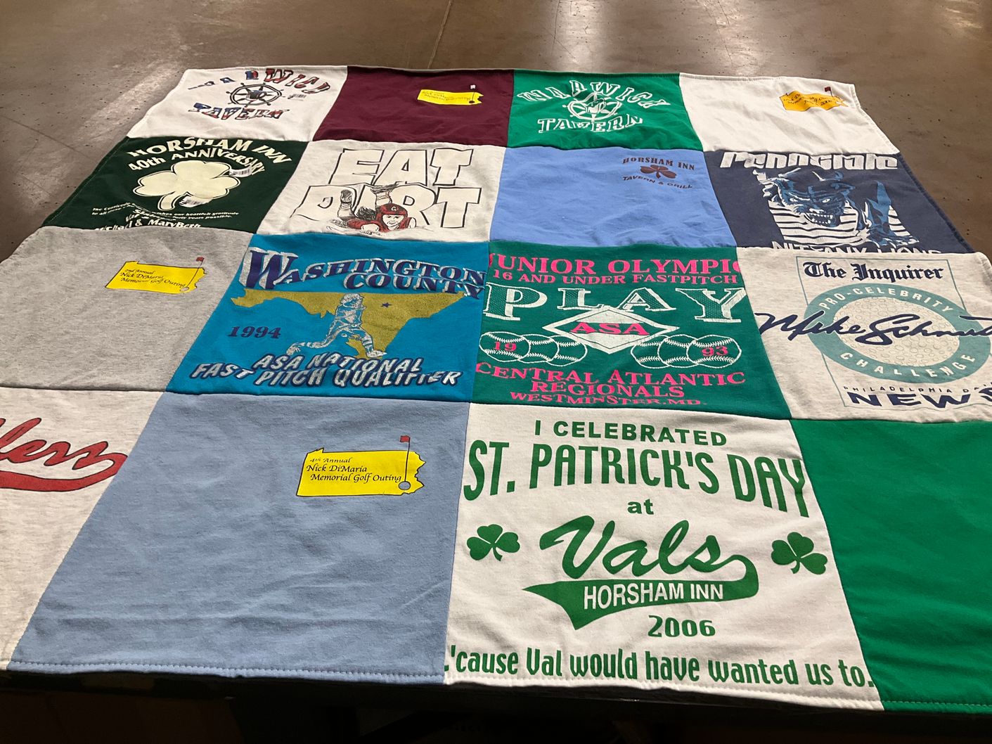 T-shirt quilt with sports, golf themes by Susan from PA