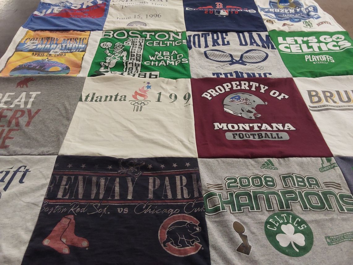 T-shirt quilt featuring boston celtics, boston red sox by Richard from MA