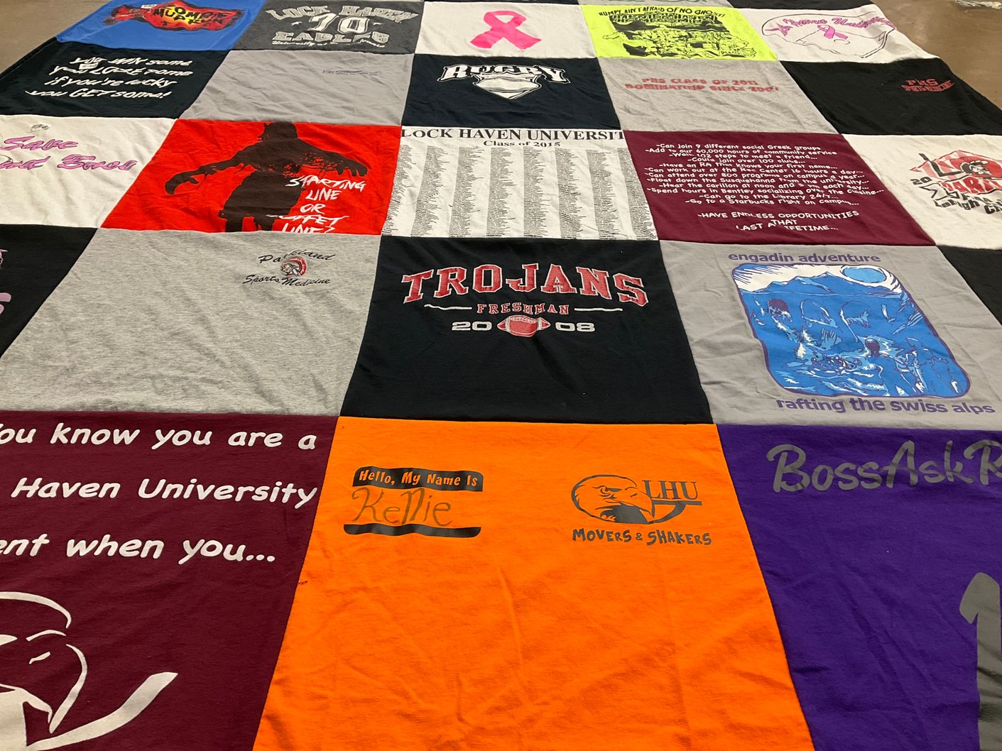 T-shirt quilt featuring trojans by Alana from PA