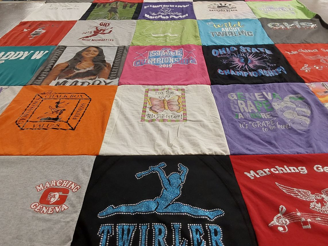 T-shirt quilt from geneva high school, ohio state university by Angie from OH
