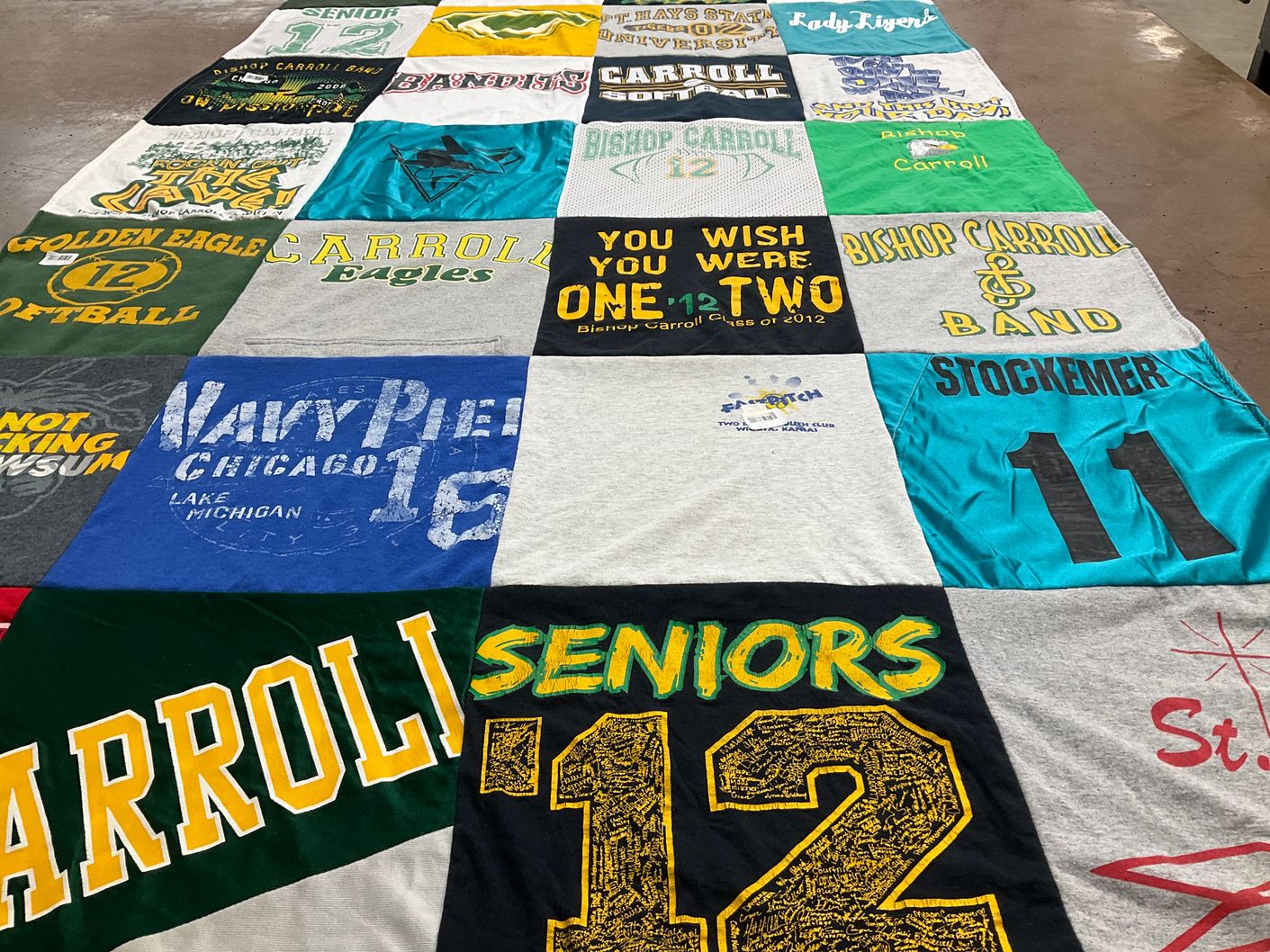 T-shirt quilt from bishop carroll high school by Debbie from KS