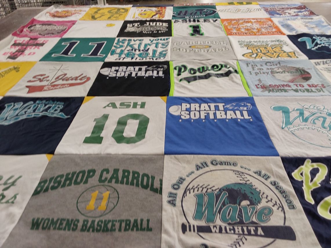 T-shirt quilt featuring pratt softball, wave wichita by Debbie from KS