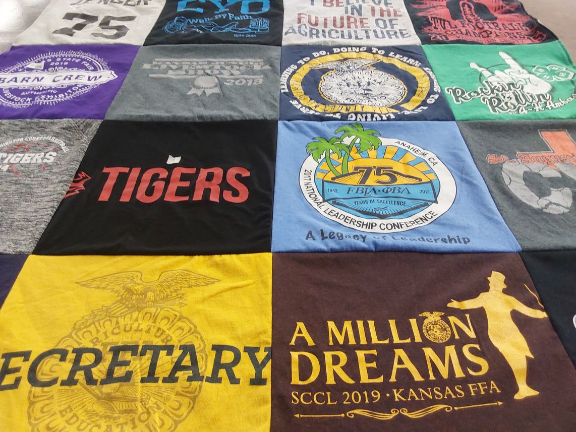 T-shirt quilt with agriculture, leadership themes by Lisa from KS