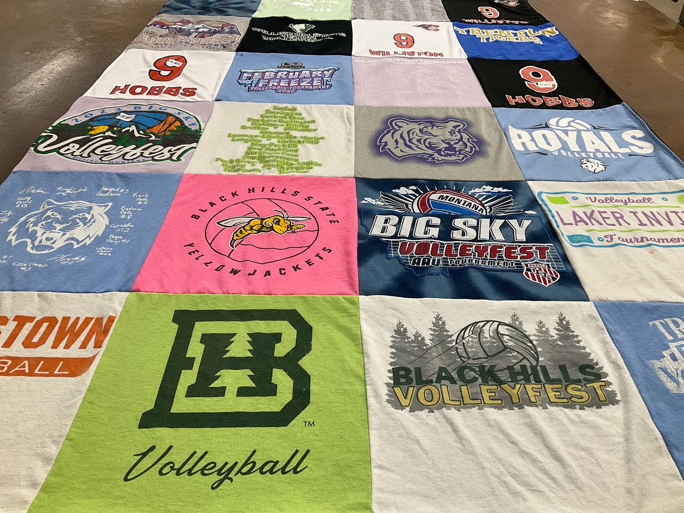 T-shirt quilt featuring black hills volleyball team, williston wildcats by Violeta from ND