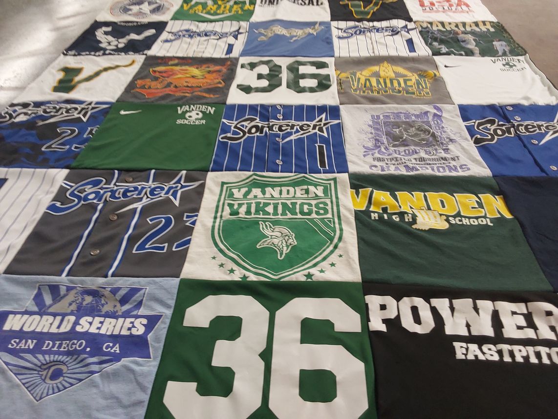 T-shirt quilt featuring vanden vikings by Martha from CA
