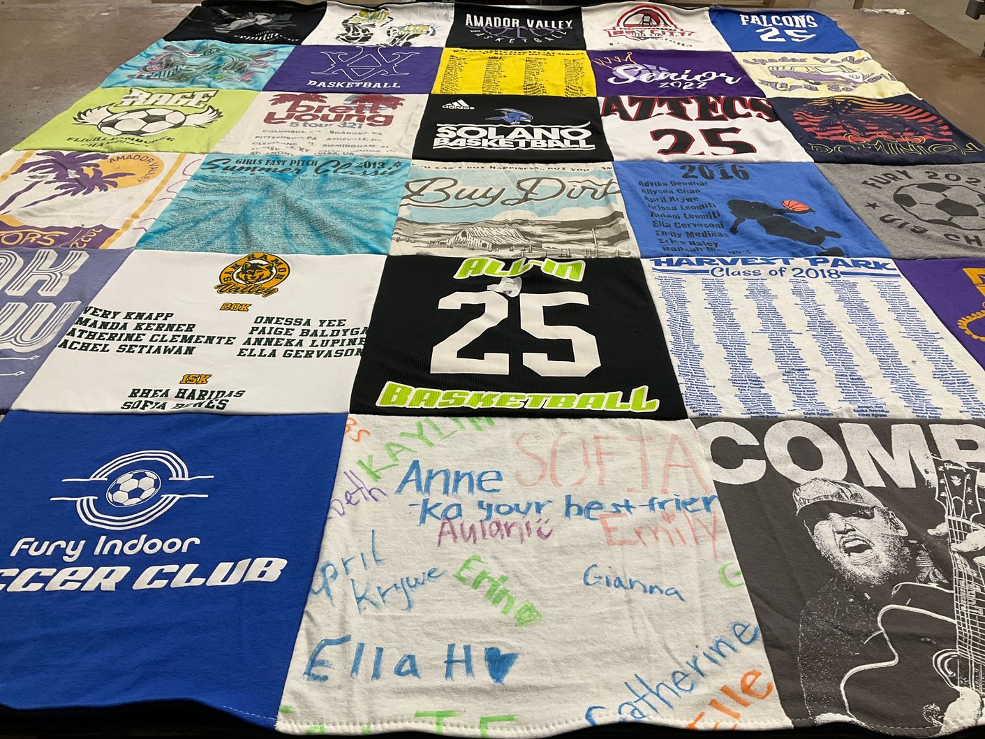 T-shirt quilt featuring amador valley basketball team, solano basketball team by Angela from CA