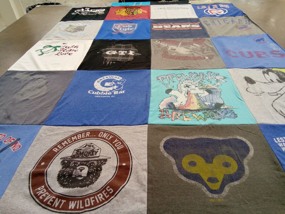 T-shirt quilt featuring chicago cubs, chicago bears by sherri from IL