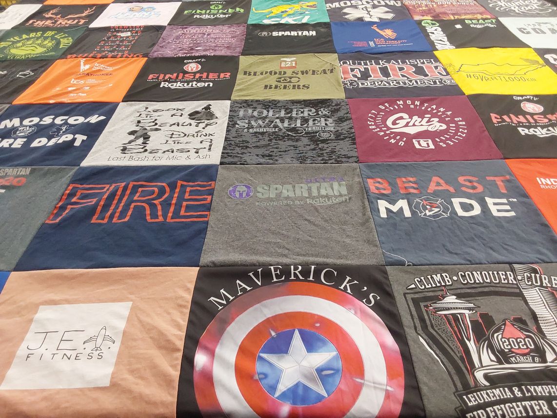 T-shirt quilt featuring spartan race by Amanda from MT