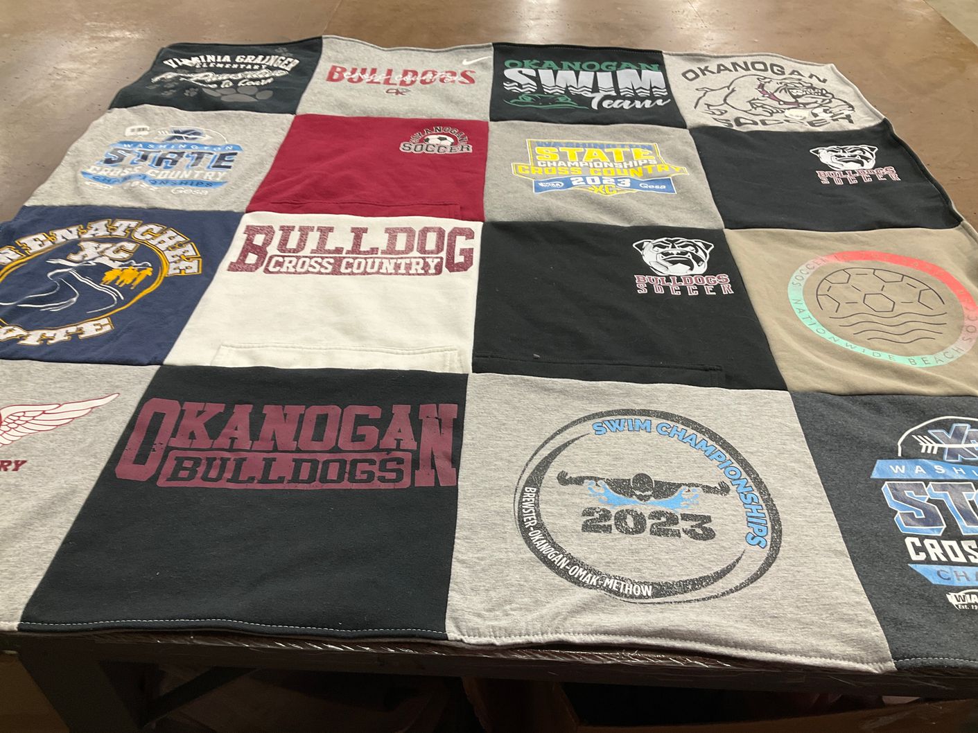 T-shirt quilt featuring okanogan bulldogs by Heidi from WA