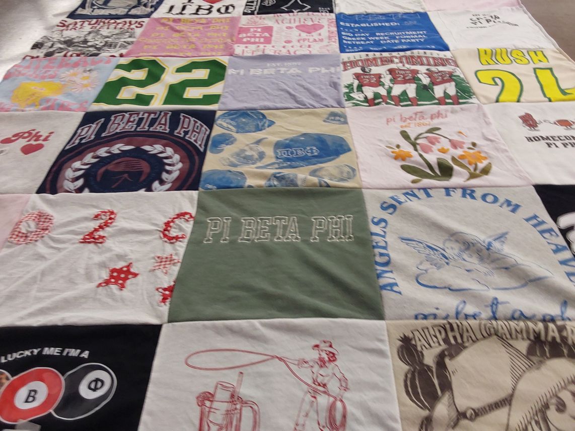 T-shirt quilt with sorority, fraternity themes by Kihla from WA