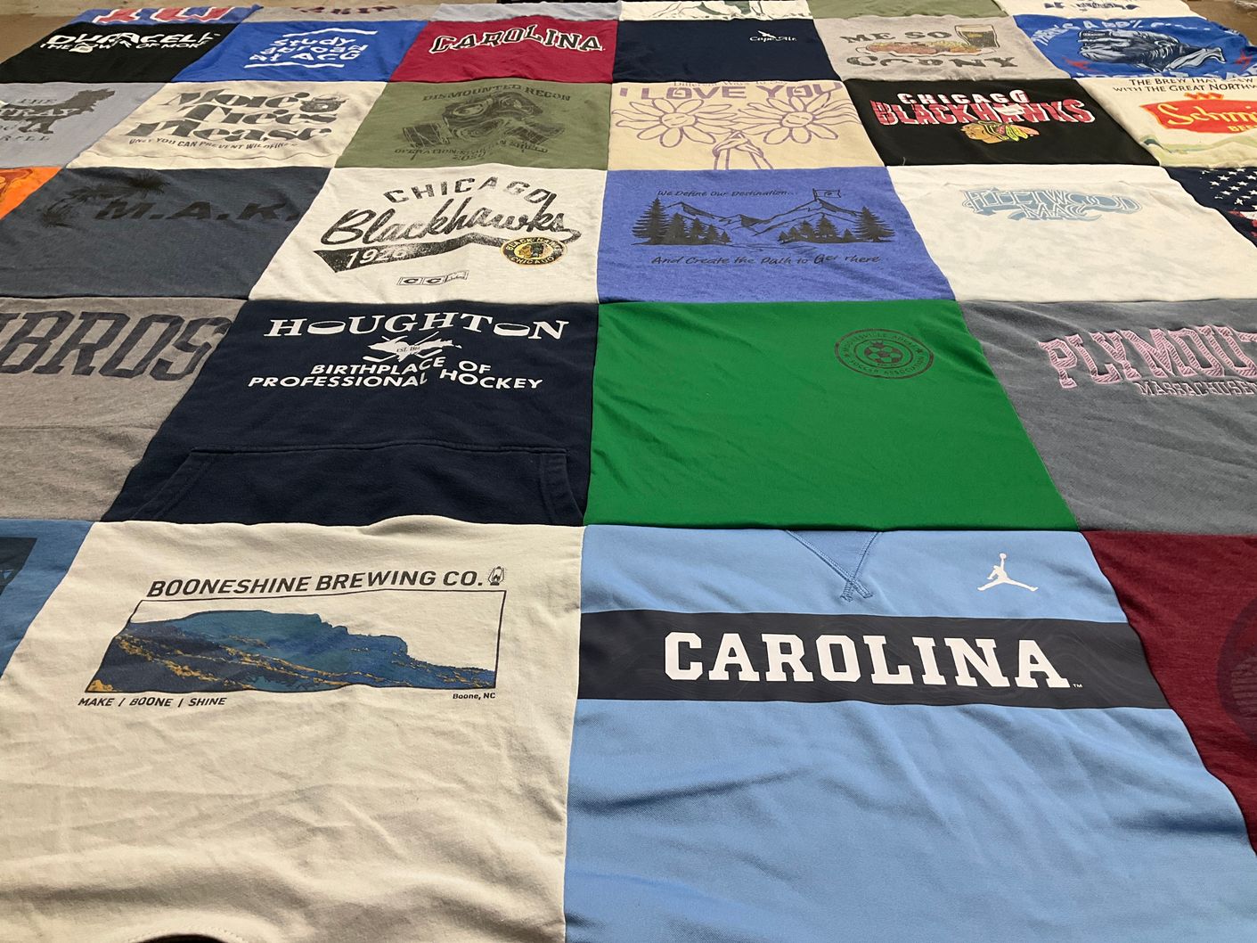 T-shirt quilt featuring chicago blackhawks by Laine from NC