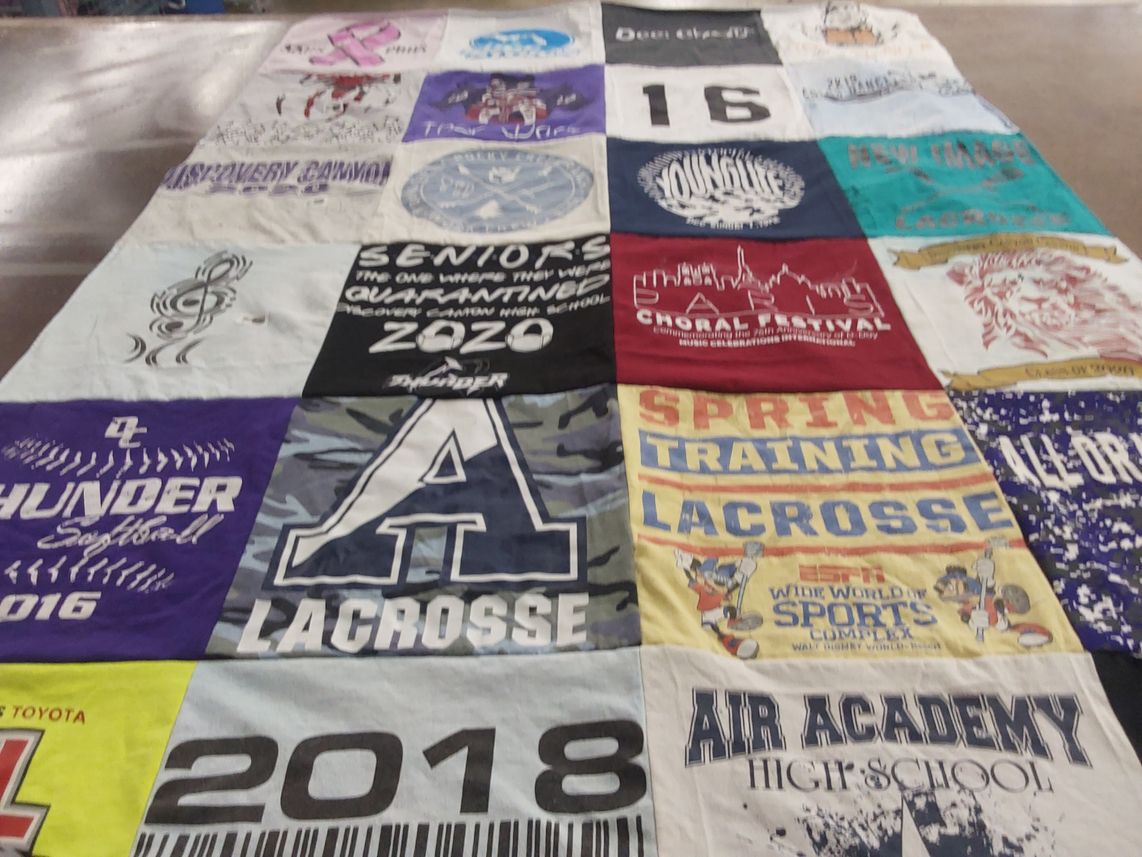T-shirt quilt featuring thunder lacrosse, thunder softball by ROBIN from CO