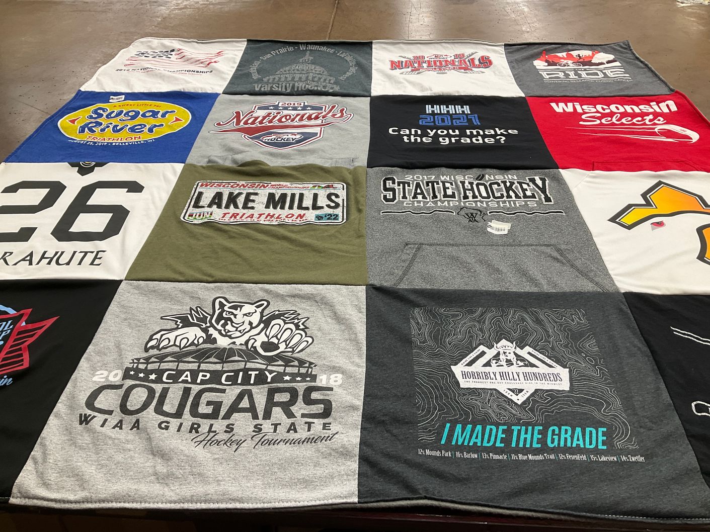 T-shirt quilt featuring cap city cougars by Nathan from WI