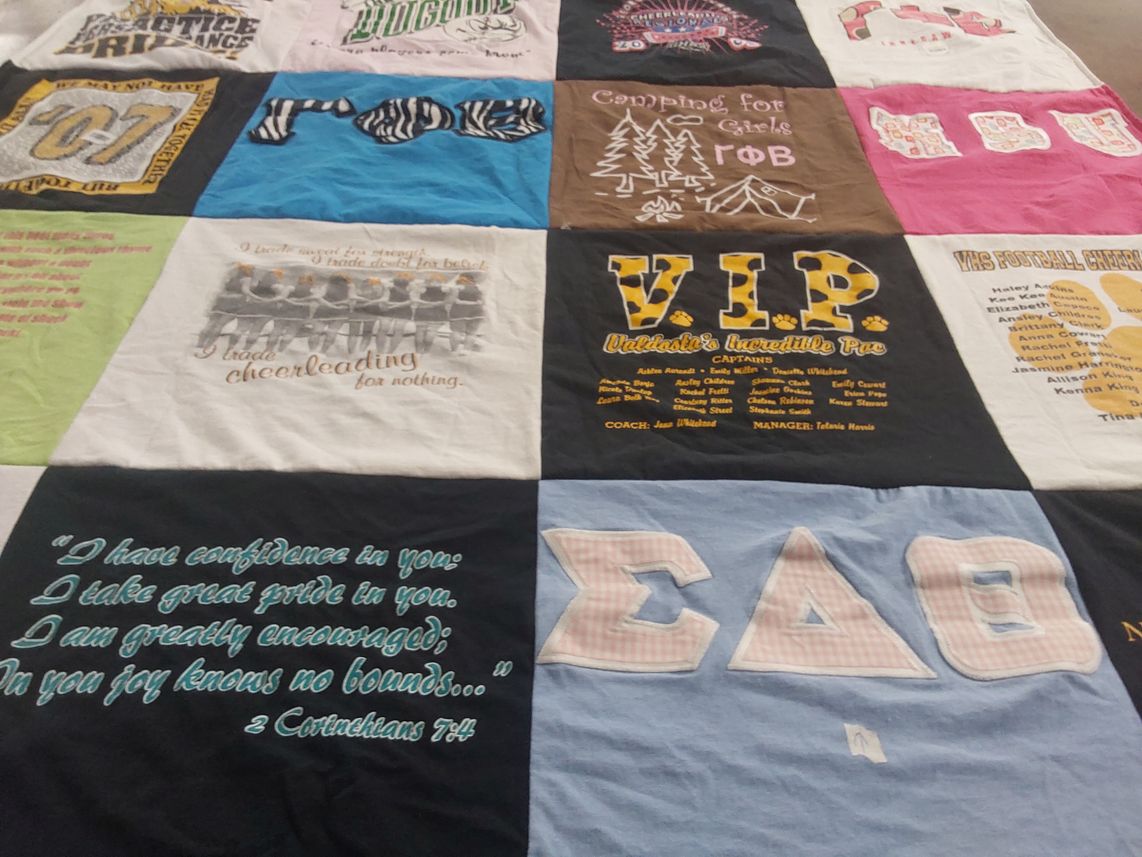 T-shirt quilt featuring valdosta state university cheerleading by Kim from GA