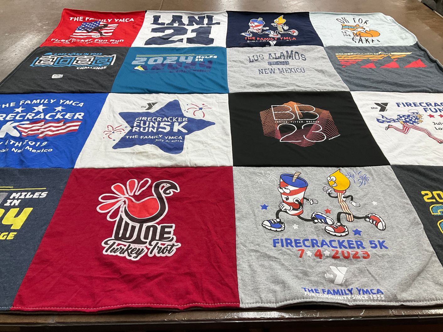 T-shirt quilt with running, fitness themes by Jody from NM