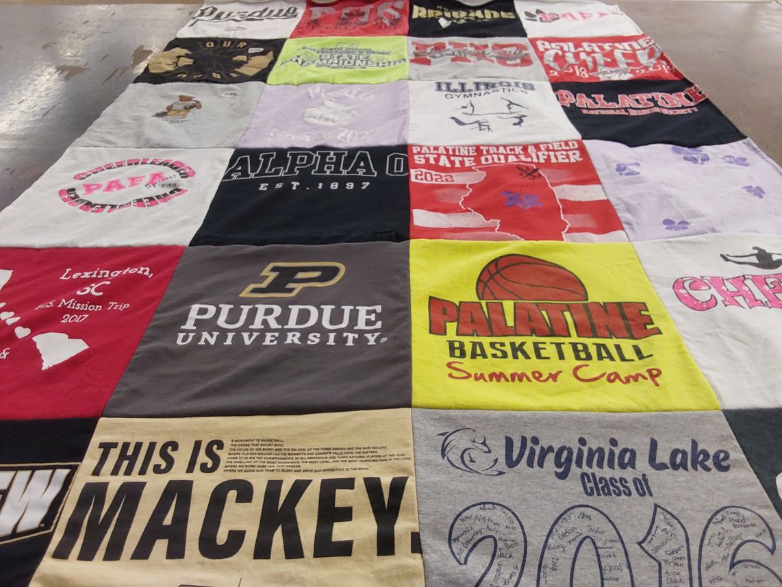 T-shirt quilt from purdue university, palatine high school by Katherine from IL