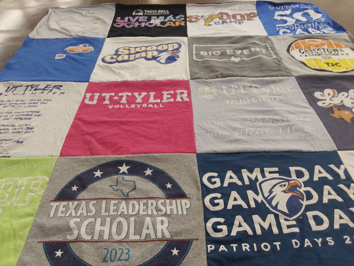 T-shirt quilt featuring university of texas at tyler volleyball by Savannah from TX