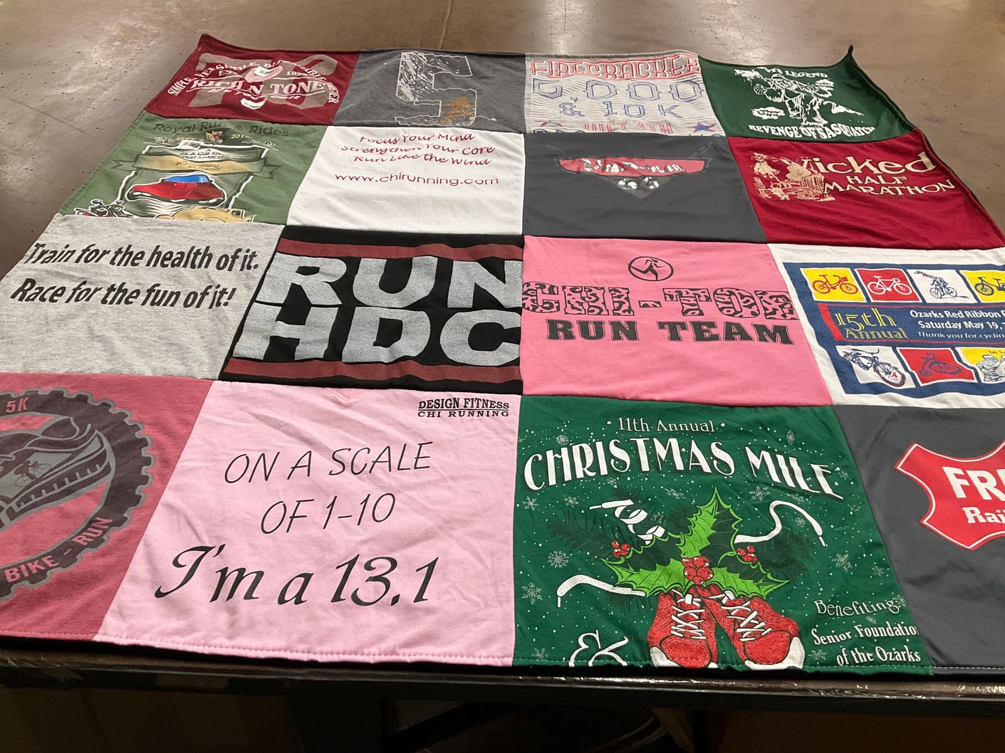 T-shirt quilt featuring gil-tor run team by Verna from MO